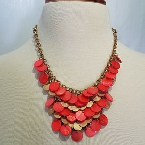 Orange Statement Necklace with Earrings